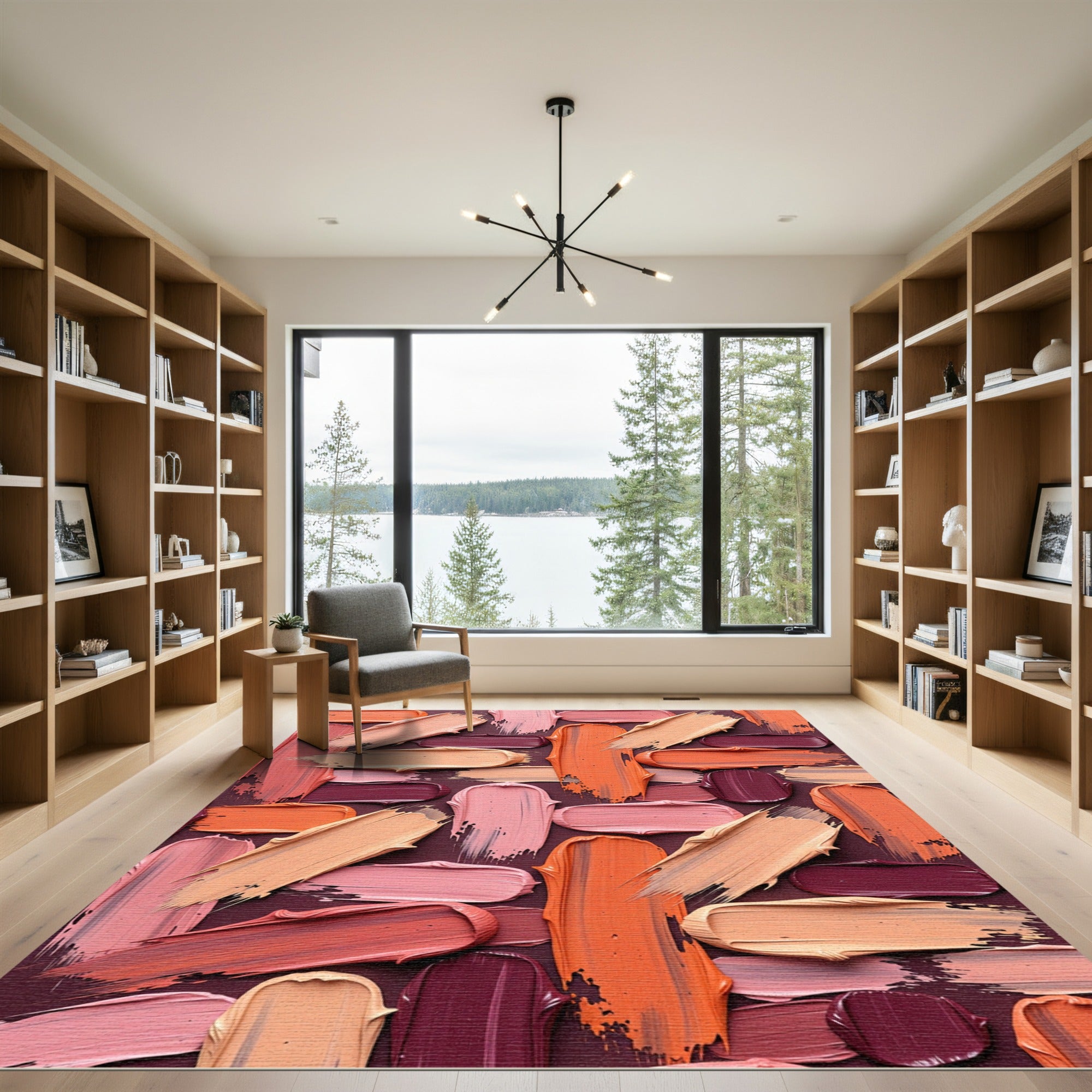 Abstract Pastel Swirl Paint Strokes Rug