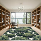 Lush Green Botanical Forest Canopy Rug