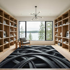 Modern Gray Interlocking Arcs Rug