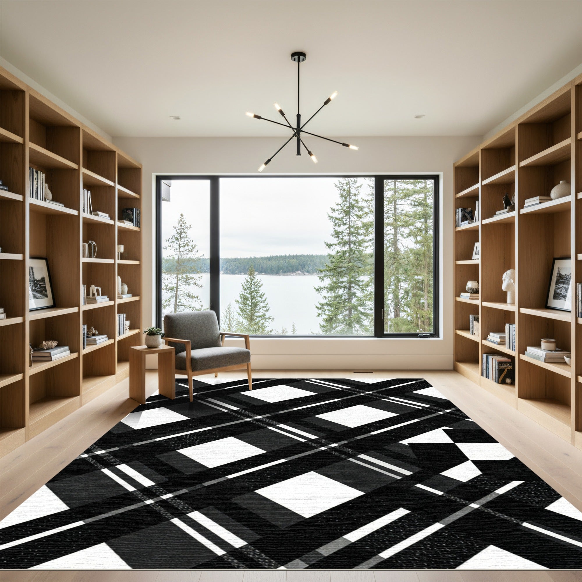 Monochromatic Diagonal Plaid Squares Rug