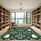 Emerald Green Arabesque Clover Rug