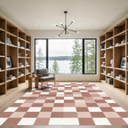 Terracotta and Cream Muted Checkerboard Rug