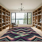 Purple Mint Peach Jagged Chevron Landscape Rug