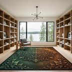 Dual Tone Ornate Floral Damask Circle Rug
