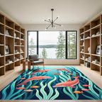 Coral Dolphin Underwater Sea Life Art Rug