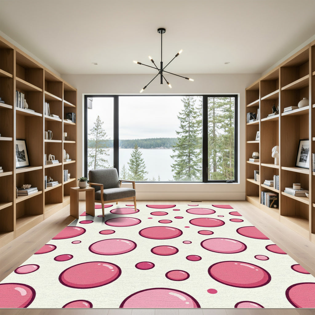 Pink Bubble Circle Medallion Rug