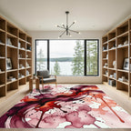 Abstract Crimson Watercolor Ink Swirl Rug