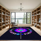 Colorful Gradient Soccer Orb Circular Text Rug