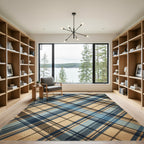 Vibrant Blue Tartan Plaid Rug