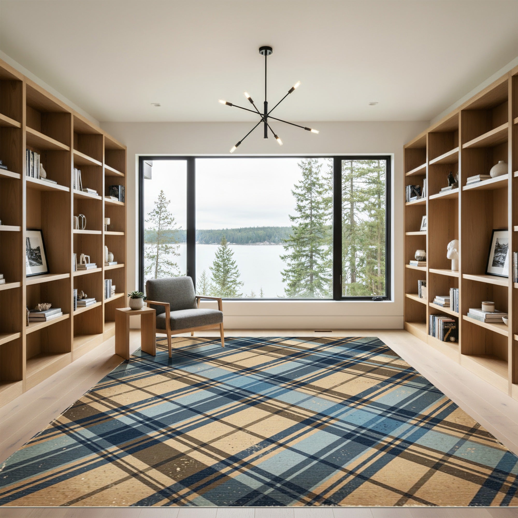 Vibrant Blue Tartan Plaid Rug