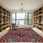 Coral Pink Heart Fan Arrangement Rug