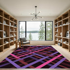 Vivid Magenta and Violet Intersecting Lines Rug
