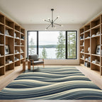 Modern Neutral Blue Swelling Wave Rug