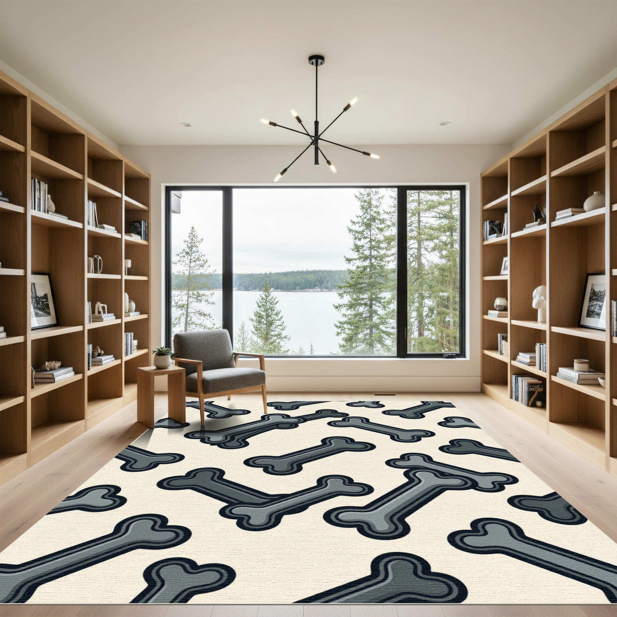 Playful Gray Bone Scatter Rug