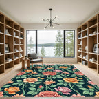 Vintage Vibrant Rose Garden Botanical Rug
