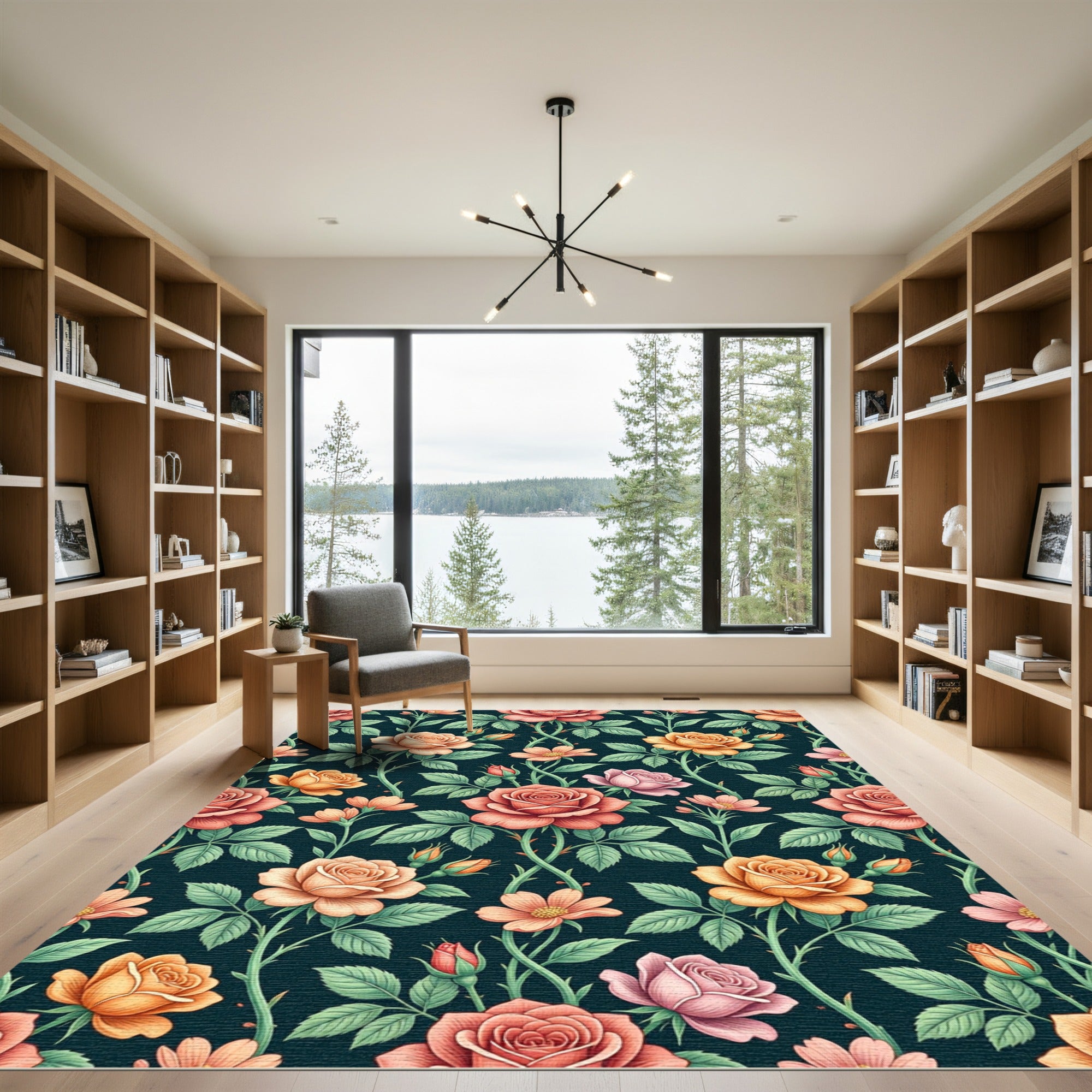 Vintage Vibrant Rose Garden Botanical Rug