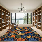 Botanical Geometric Hexagon Midnight Flora Rug