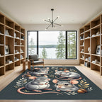 Whimsical Woodland Mice and Acorn Illustration Rug