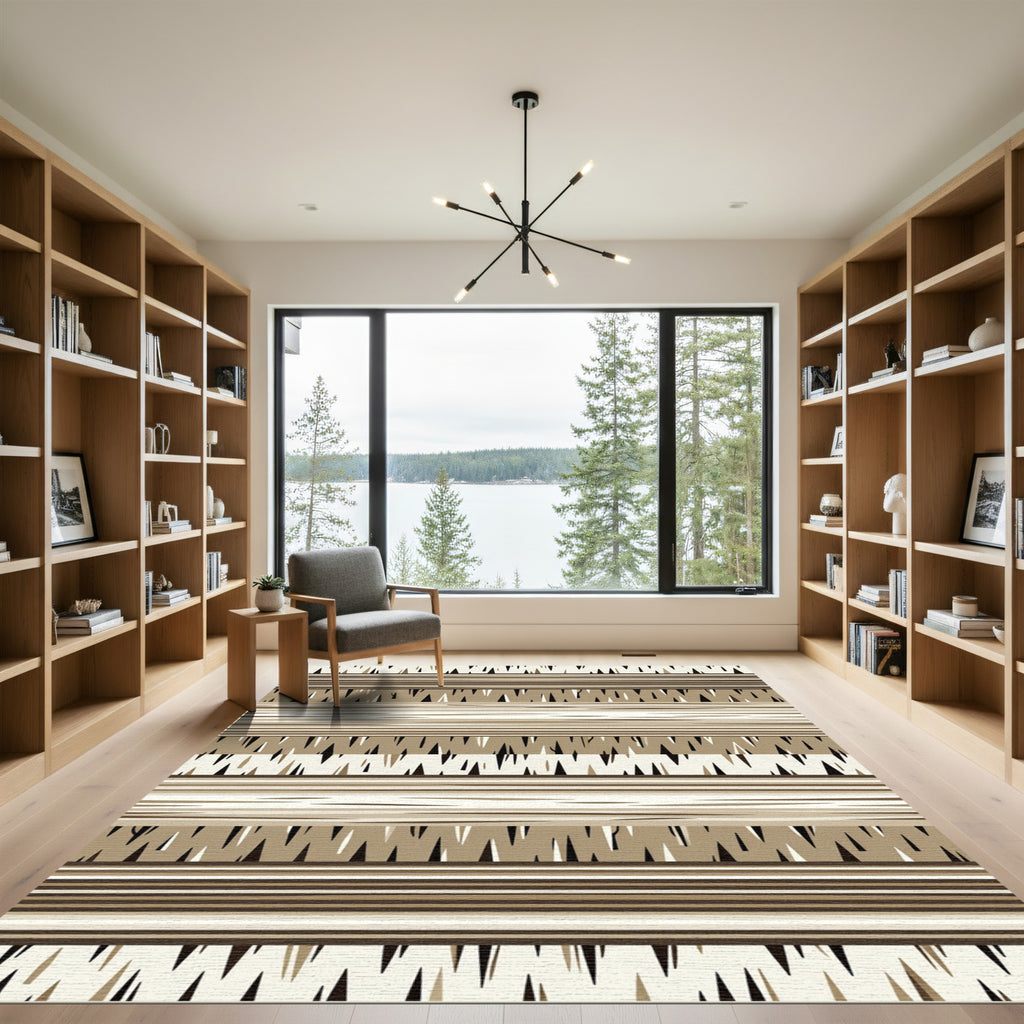 Earthy Stripes With Jagged Edge Accents Rug