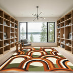Retro Mid-Century Burnt Orange Arch Rug