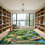 Whimsical Winding Road Forest Landscape Rug