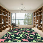 Pink and Mint Ivy Vine Foliage Rug