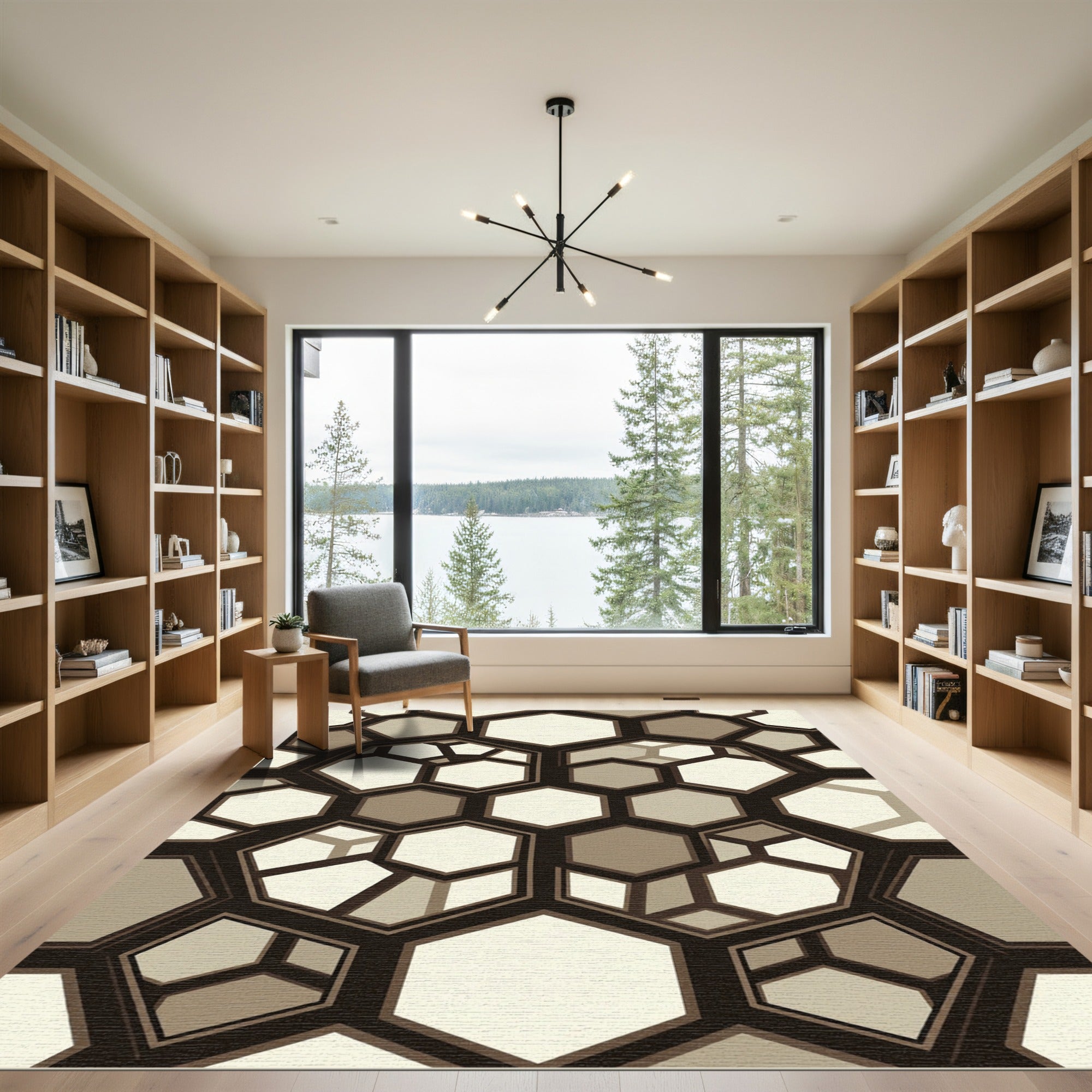 Geometric Hexagonal Honeycomb Perspective Rug