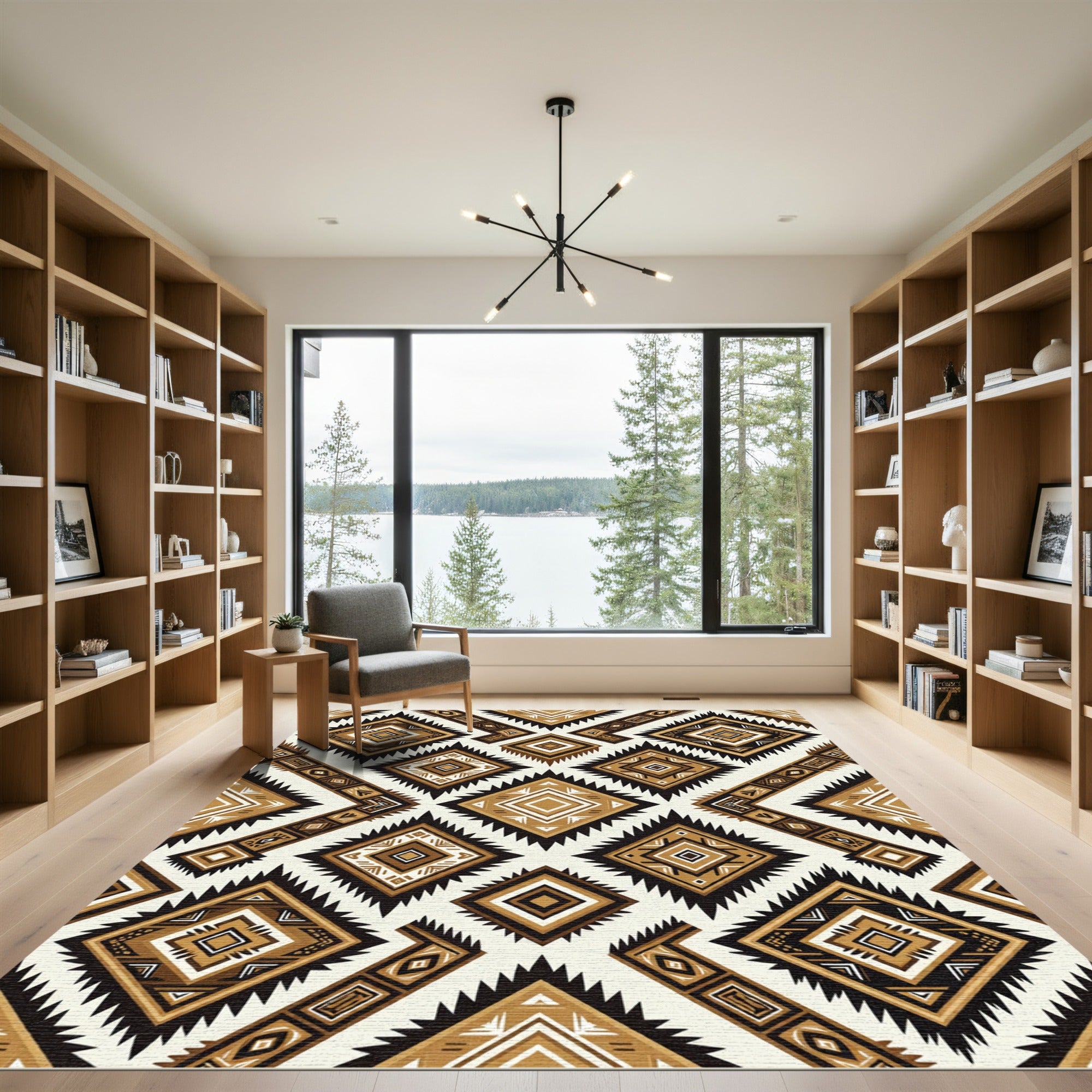 Ethnic Diamond Tribal Sunburst Rug