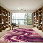 Rose Pink Abstract Contour Waves Rug