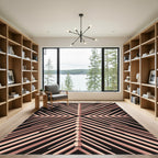 Rose Gold Abstract Stripe Mandala Rug