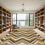 Earthy Neutral Chevron Layered Zigzag Rug