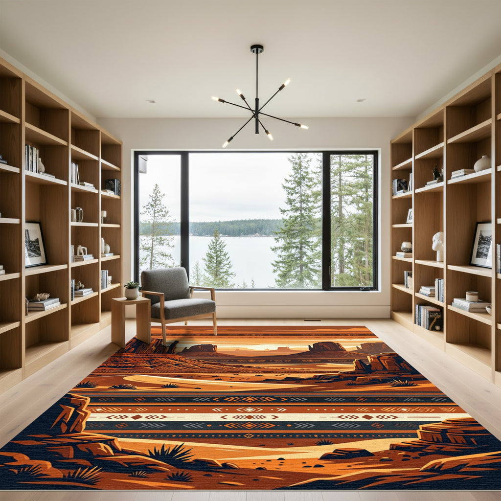 Sunset Desert Mesa Geometric Striped Area Rug