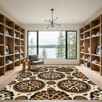 Leopard Medallion Round Ornate Rug