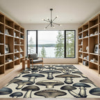 Mystical Mushroom Forest in Grayscale Tones Rug