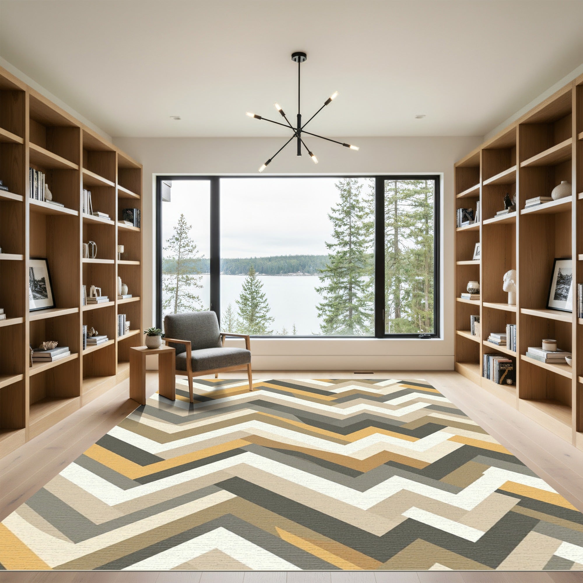Modern Earthy Zigzag Chevron Texture Rug