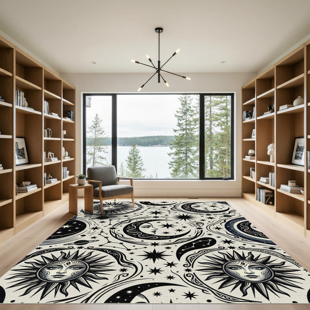Celestial Sun Moon Stars Constellation Rug