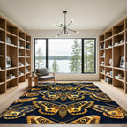 Golden Moth Symmetry Midnight Navy Rug