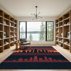 Minimalist Chicago Skyline Sunset Horizon Rug