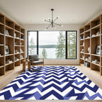 Bold Blue Jagged Chevron Pattern Rug