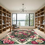 Romantic Pink Rose Filigree Medallion Rug