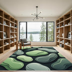 Abstract Organic Green Layered Shapes Rug