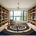 Antique Distressed Compass Nautical Medallion Rug
