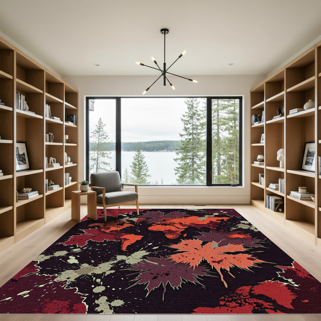 Abstract World Map Splatter Art Rug