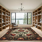 Vintage Lotus Floral Arch Illustration Rug
