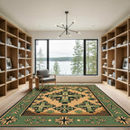 Terracotta Green Geometric Cross Rug
