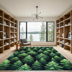 Lush Emerald Coniferous Forestscape Rug