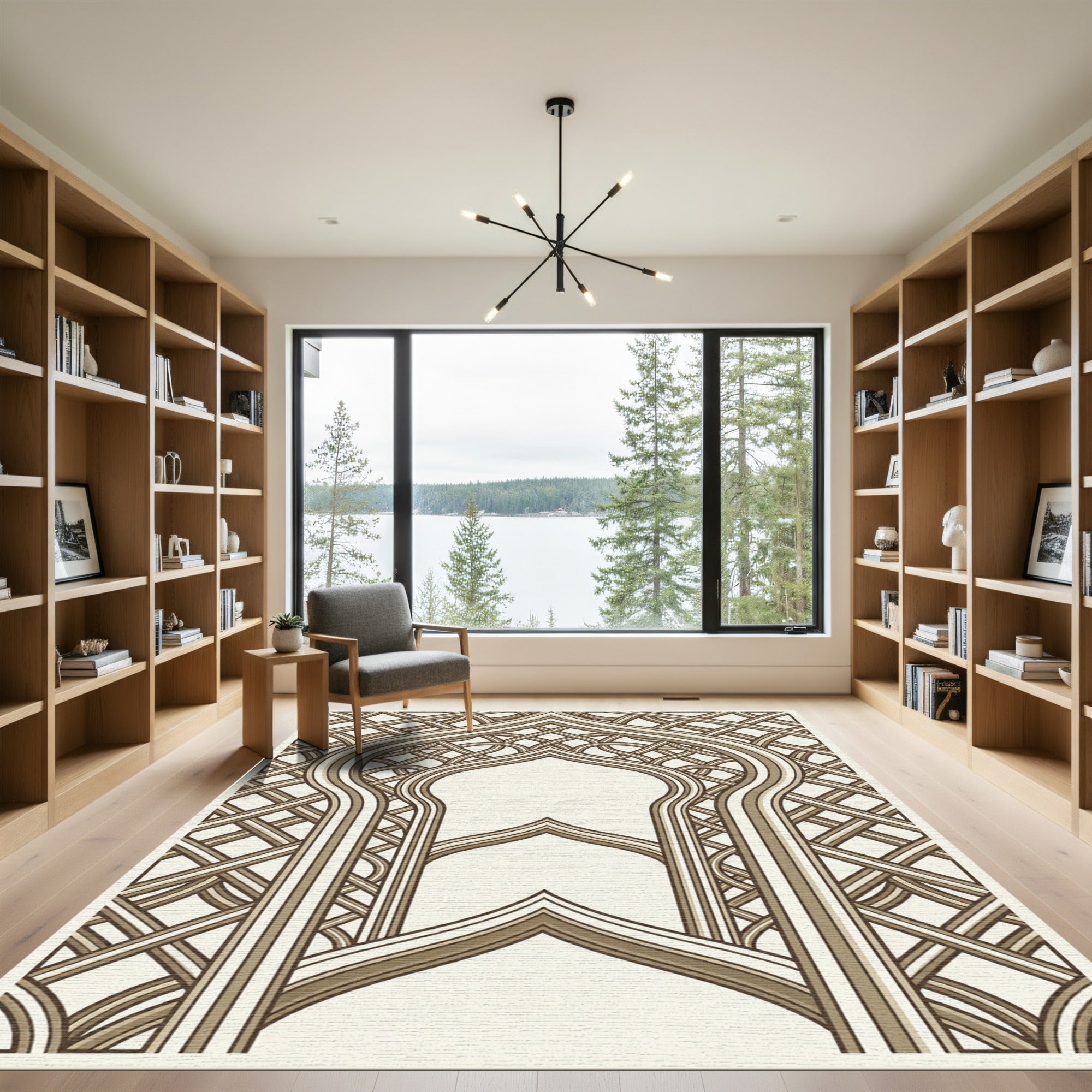 Interlocking Arch Wheat Geometric Tapestry Rug
