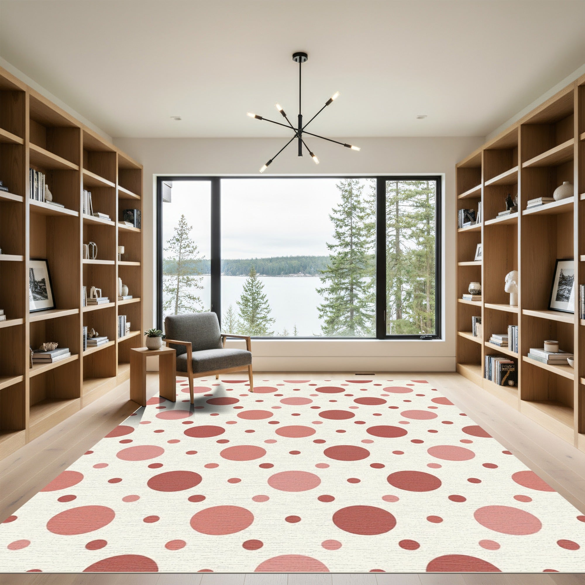 Soft Rose and Terracotta Polka Dot Rug