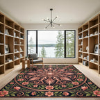 Elegant Peach Floral Mandala Medallion Rug