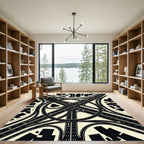 Monochrome Urban Expressway Geometric Grid Rug